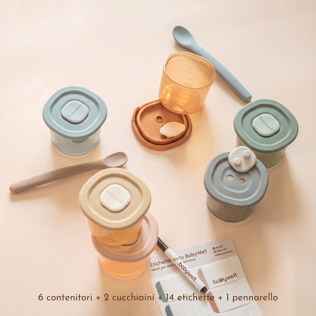 Contenitori per la pappa - 6 contenitori con cucchiaini