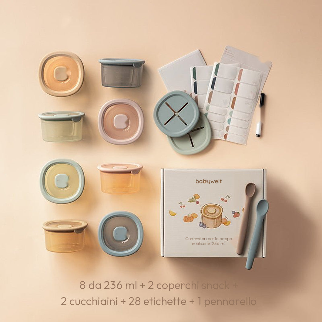 Contenitori per la pappa - Set 8 da 236 ml + 2 cucchiaini