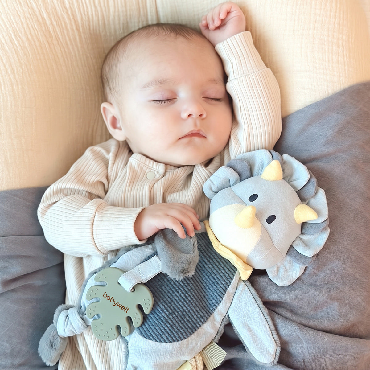 Doudou Dino - Neonato che dorme col dino