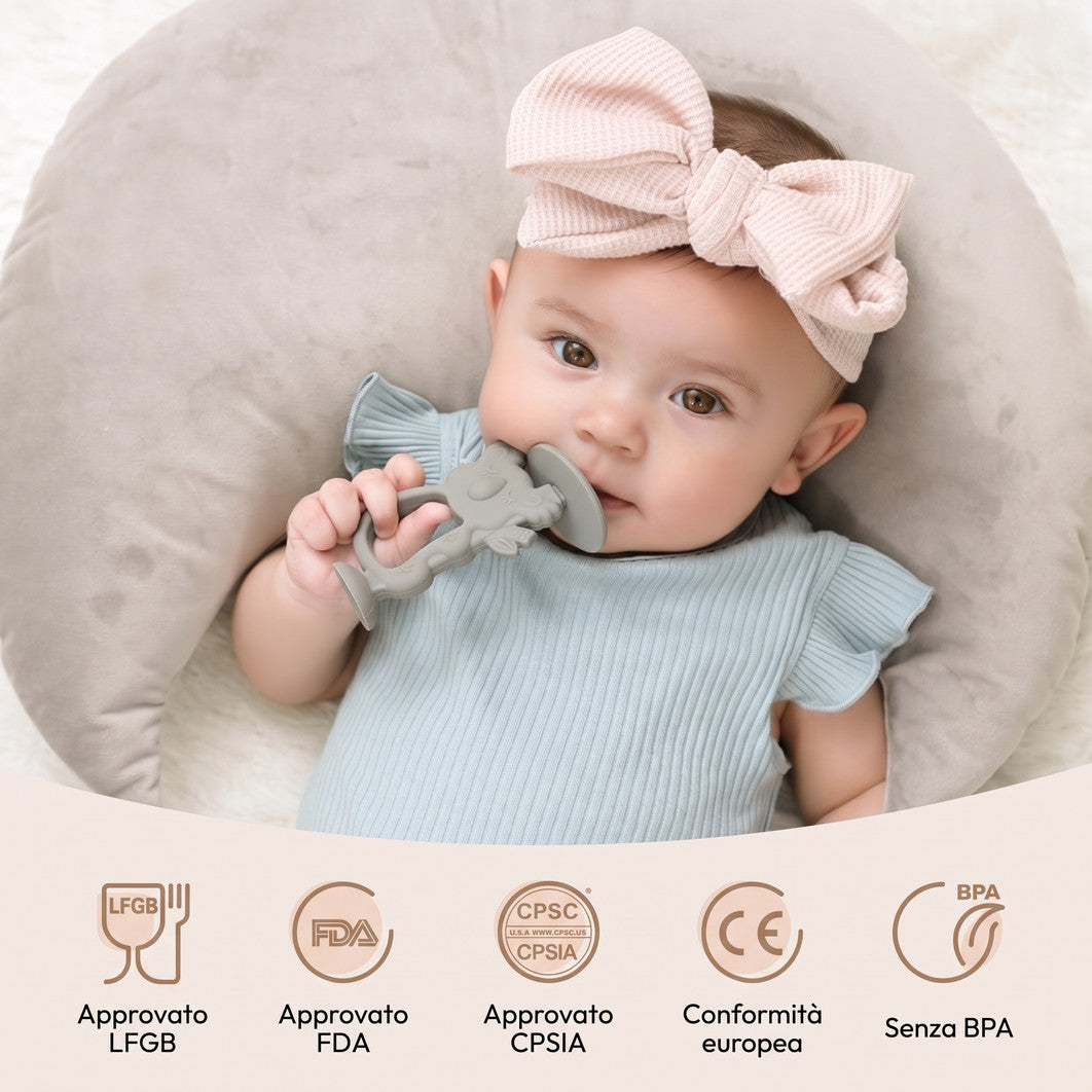 Massaggiagengive Koala - Grigio, bimba con fiocco e certificazioni