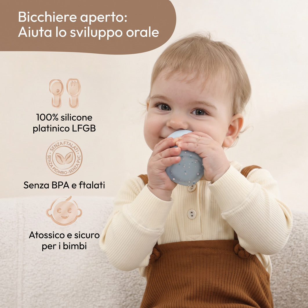 Primo bicchiere 60 ml - Sviluppo orale, bimbo che beve