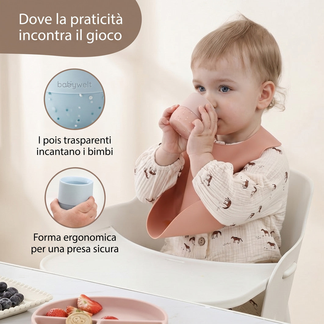 Primo bicchiere 60 ml - Pratico e divertente, bimbo nel seggiolone