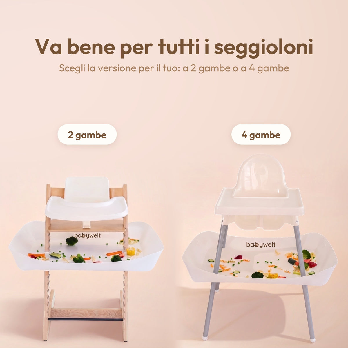 Raccogli-pappa per seggiolone: va bene per tutti i seggioloni, versione a 2 gambe e versione a 4 gambe
