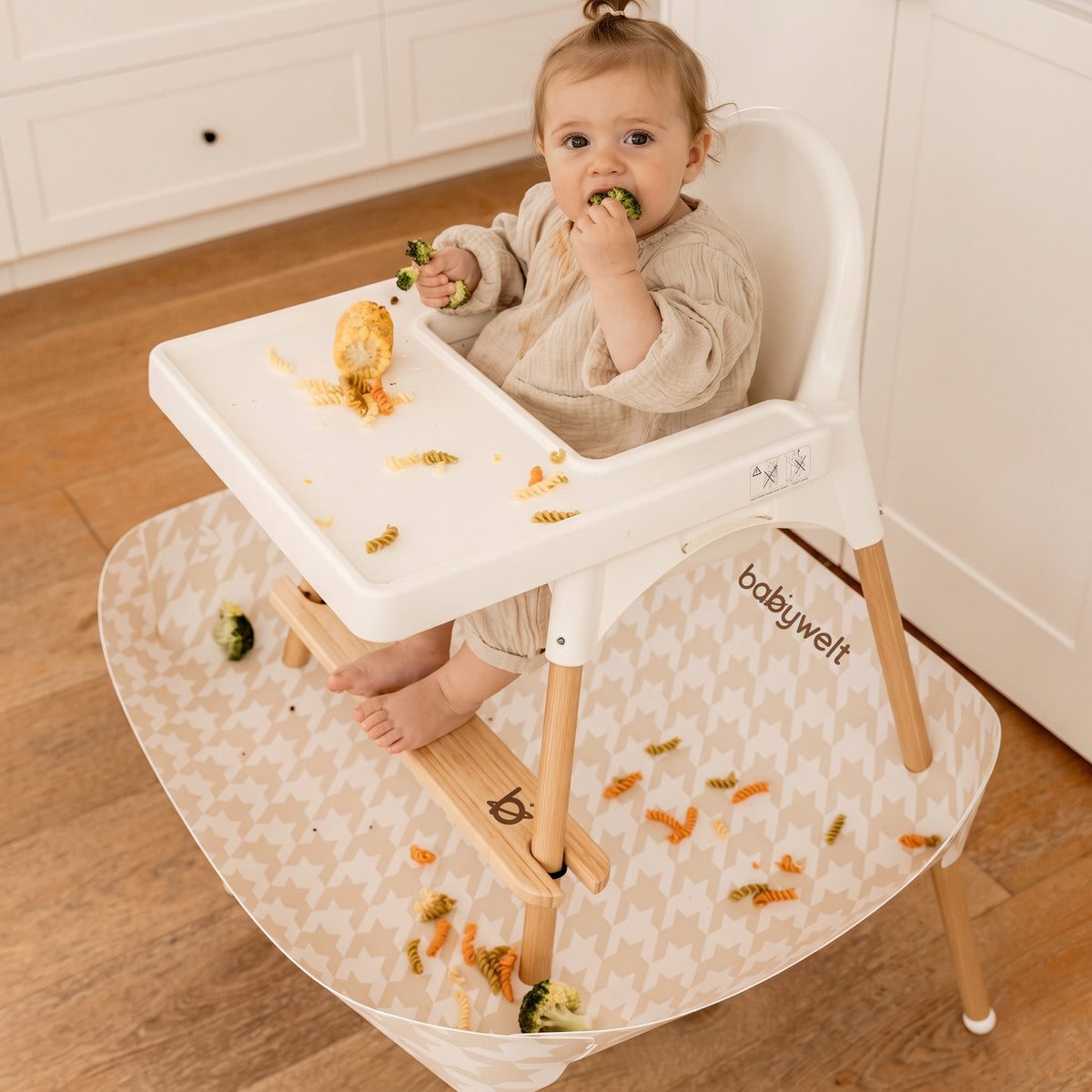 Raccogli-pappa per seggiolone - Bimbo che mangia, raccogli-pappa pied-de-poule