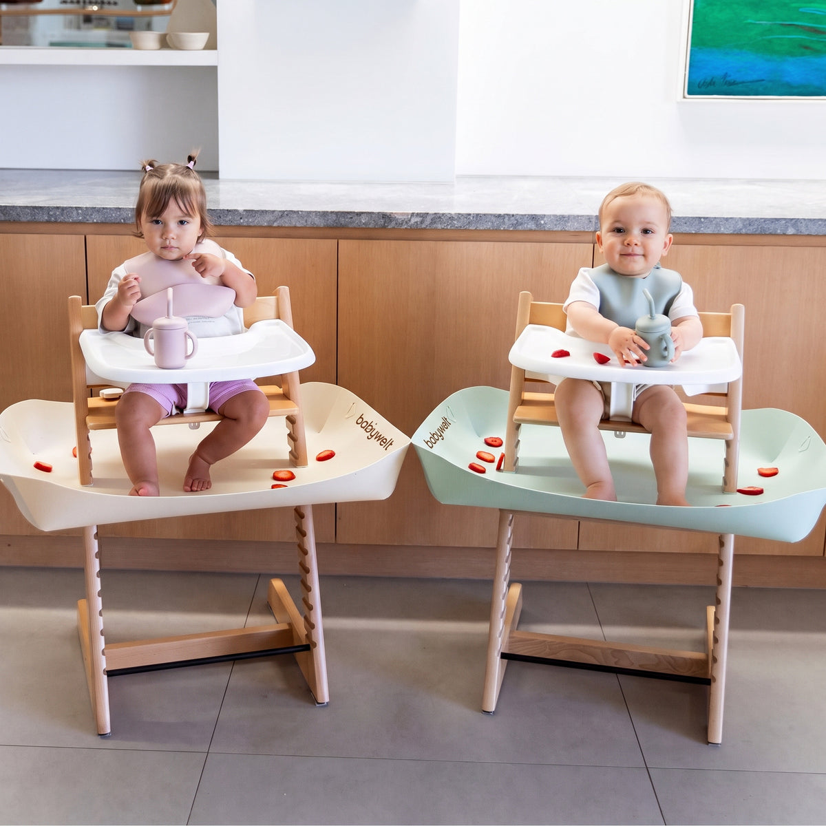 Raccogli-pappa per seggiolone - Due bimbi sui seggioloni