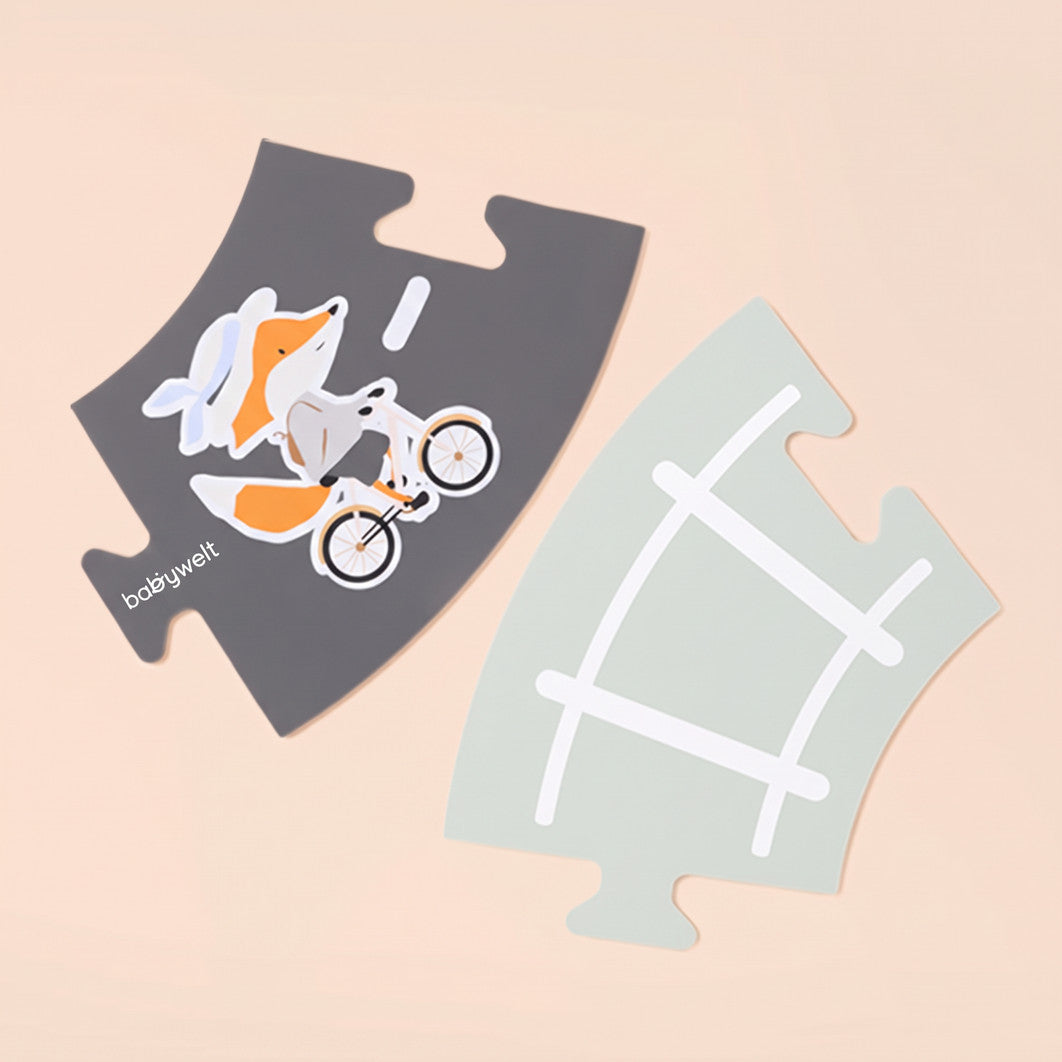 Set gioco Go & Explore - Due pezzi curvi, strada e binari