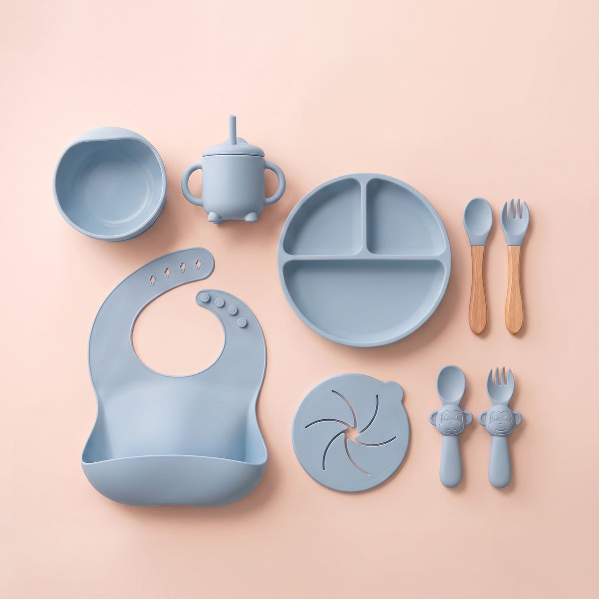Set pappa per lo svezzamento Etere/Azzurro cielo - Set completo, vista dall'alto