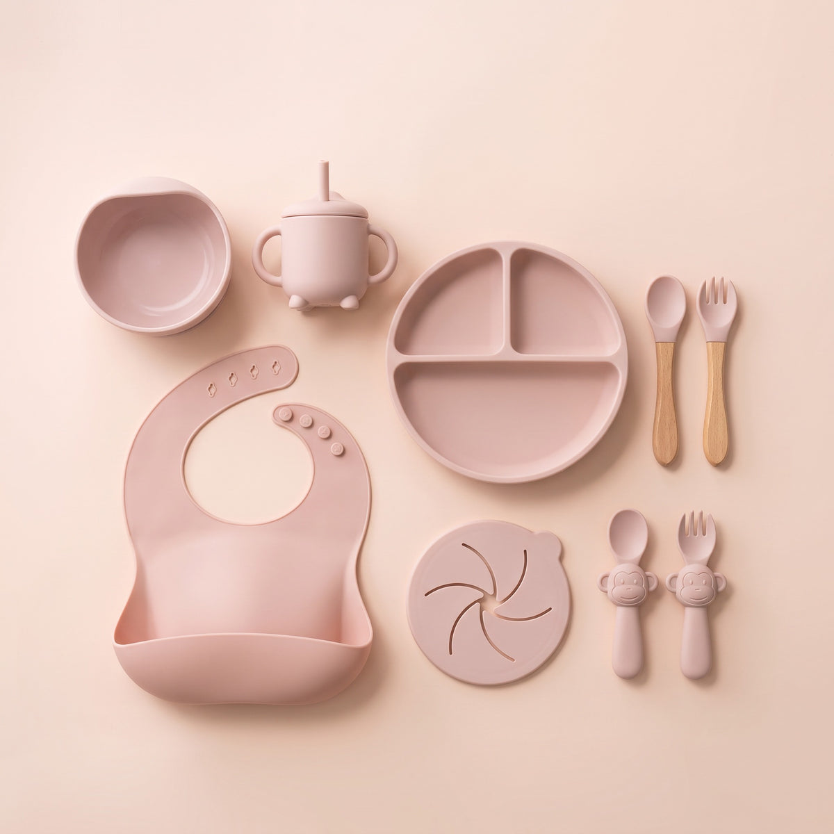 Set pappa per lo svezzamento Rosa cipria/Polvere - Set completo, vista dall'alto