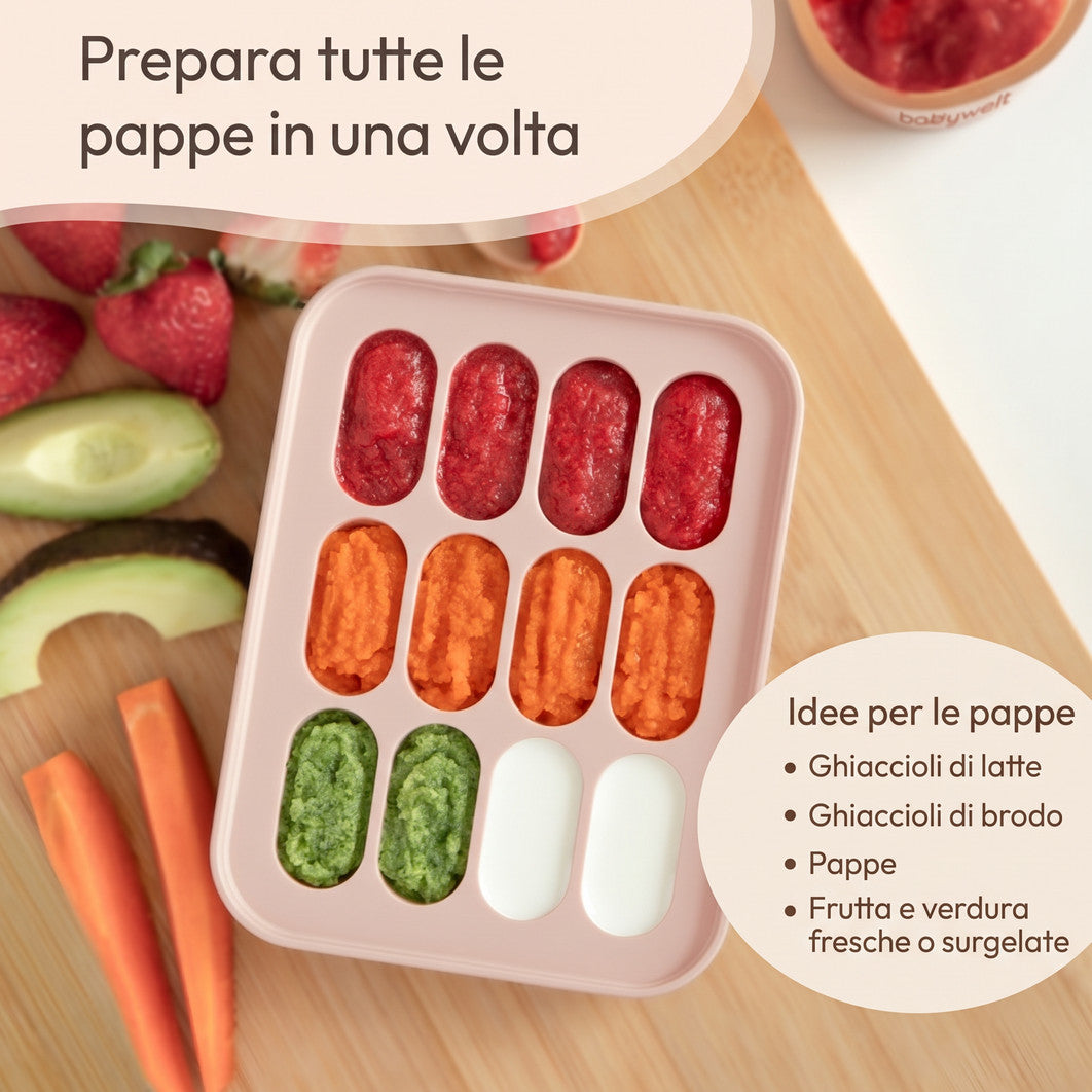 Ciuccio portafrutta (2 pezzi) - Vassoio con pappe congelate