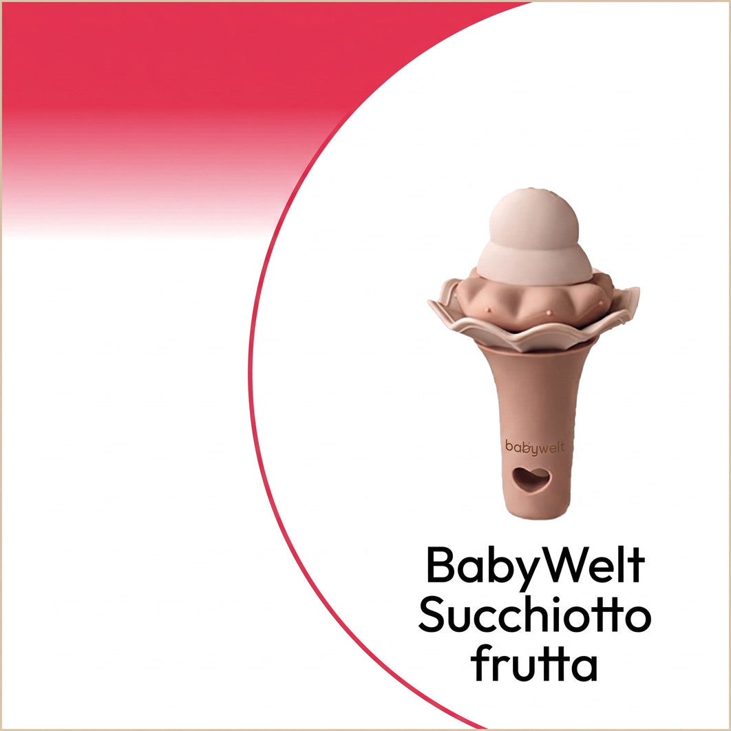 Ciuccio portafrutta (2 pezzi) - Polvere su fondo rosso e bianco