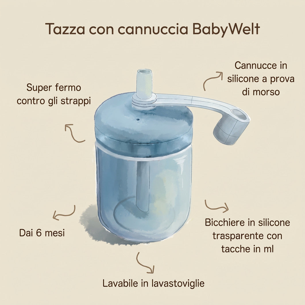 Tazza con cannuccia 150 ml - Illustrazione con caratteristiche