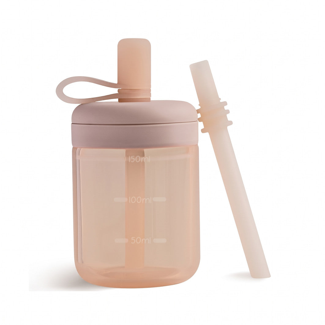 Tazza con cannuccia 150 ml - Rosa cipria