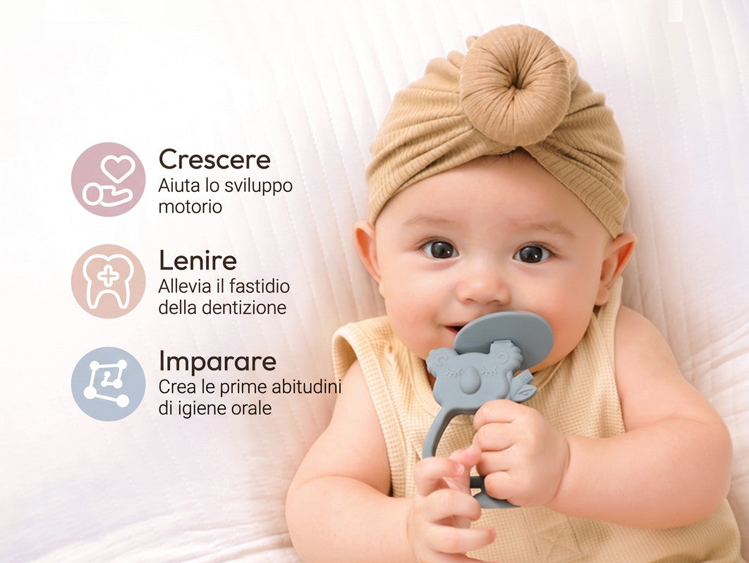 Dentizione e spazzolino in uno, Bimba con turbante