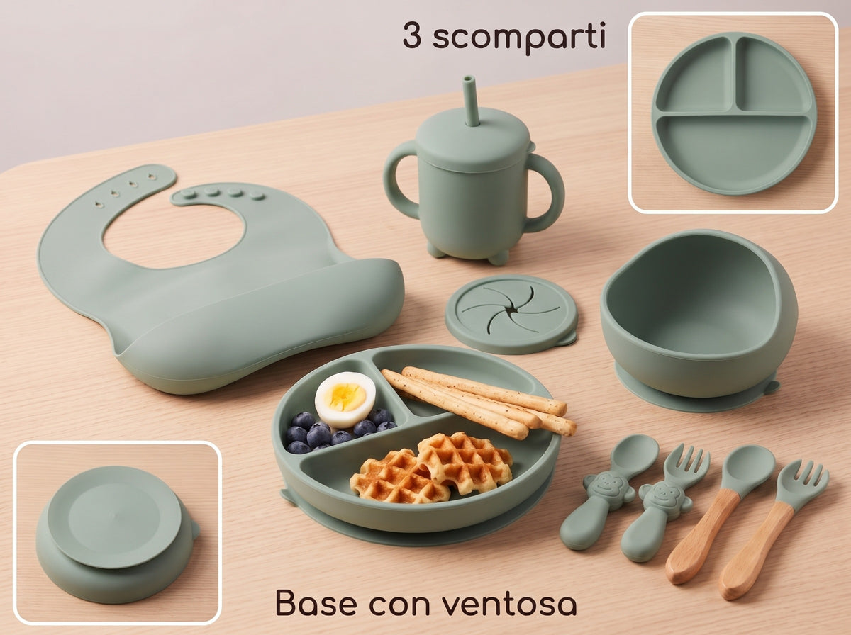 Piatto a 3 scomparti con ventosa