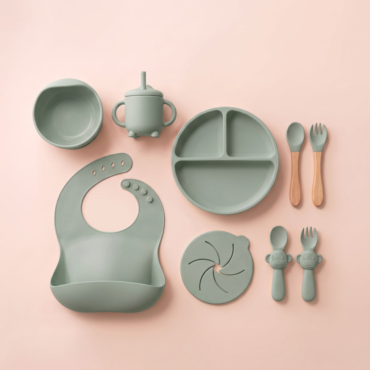 Set pappa per lo svezzamento Salvia/Menta - Set completo, vista dall'alto